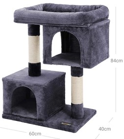 Arranhador Gatos com casinha de brincar 60 x 40 x 84 cm Cinzento fumado