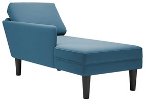 Chaise lounge c/ almofada/apoio de braços direito veludo azul