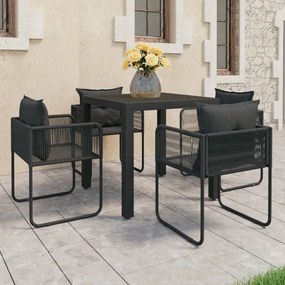 vidaXL 5 pcs conjunto de jantar para jardim vime de PVC preto
