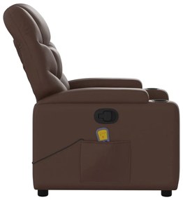 Poltrona de massagens reclinável couro artificial castanho