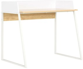 Secretária 90x60x88 cm branco e carvalho