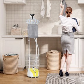 Ferro de Engomar a Vapor 1800W Temperatura Ajustável 11 Níveis Depósito de 2 L Aquecimento em 38s 35x25x47-118,5 cm Amarelo