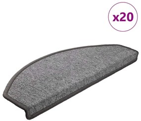 vidaXL Tapetes de escada 20 peças 65x24x4 cm cinza escuro semicircular grande