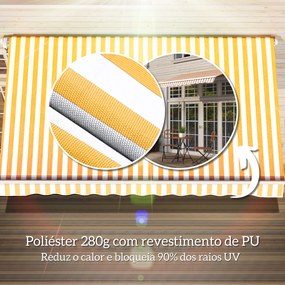 Toldo de parede exterior com manivela manual Proteção solar UV Resistente a água 300x250cm Creme