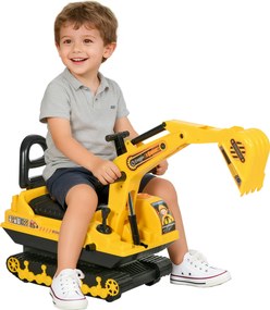 HOMCOM Escavadora sem Pedais com Braço Móvil Carro Andador com Assento de Armazenamento Pá Dianteira e Buzina 78x24x58,5 cm Amarelo | Aosom Portugal