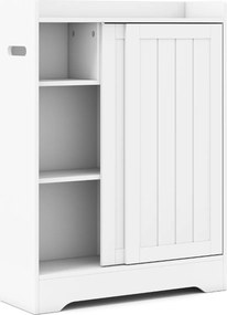 Armário de Casa banho ou cozinha 60 x 20 x 80 cm com porta-papel higiênico, compartimento para escova e prateleiras ajustáveis com 2 portas deslizante