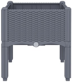 Vaso/floreira de jardim c/ pernas 40x40x42 cm PP cinzento azul