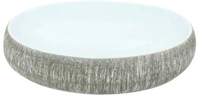 Lavatório de bancada oval 59x40x15 cm cerâmica cinza e azul