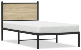 Estrutura de cama com cabeceira 90x190 cm metal carvalho sonoma