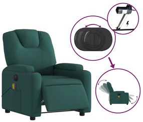 Poltrona reclinável de massagens elétrica tecido verde-escuro