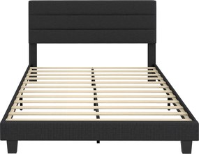 HOMCOM Cama de Casal 164 x 208 cm em Tecido Efeito Linho com Cabeceira Ajustável, Preto | Aosom Portugal