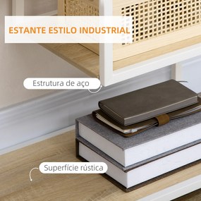 Estante de Armazenamento Estante para Livros com Estrutura de Aço para Escritório Sala de Estar Estúdio 83x34x180cm Carvalho e Branco