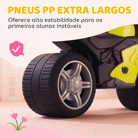 Bicicleta sem Pedais Tipo Mota com Música e Rodas Extra Largas para Crianças 18-36 Meses Verde