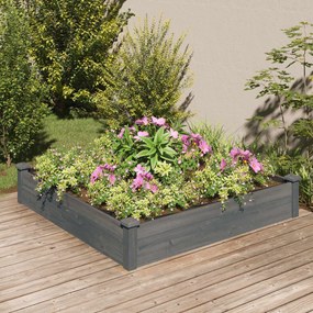 vidaXL Canteiro elevado c/ forro 120x120x25 cm abeto maciço cinzento