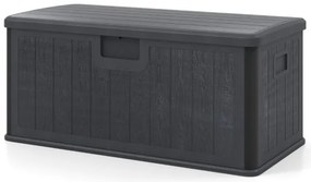 Caixa Grande para exterior 378L Armazenamento almofadas em Resina Interior Exterior com Tampa e Fecho Cinza