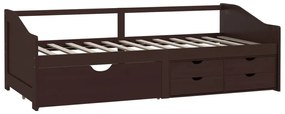 Sofá-cama 3 lugares c/ gavetas 90x200 cm pinho castanho-escuro