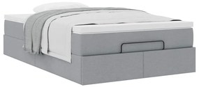 Estrutura cama otomana colchão 120x200 cm tecido cinzento claro