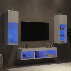 vidaXL 5pcs móveis de parede p/ TV c/ LEDs derivados de madeira branco