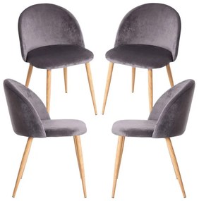 Pack 4 Cadeiras Vint Veludo - Cinza escuro