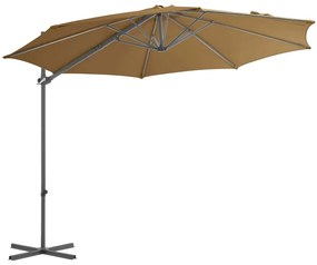 Guarda-sol de jardim com base portátil cinzento-acastanhado