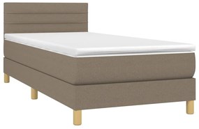 Cama box spring + colchão/LED 80x200cm tecido cinza-acastanhado