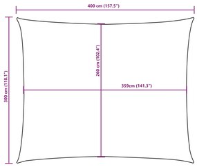 Para-sol est. vela tecido oxford retang. 3x4m cinza-acastanhado