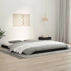 Estrutura de cama super king size 180x200 cm pinho maciço preto