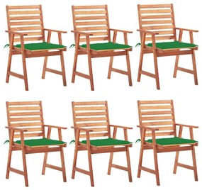 vidaXL Cadeiras de jantar p/ jardim 6 pcs c/ almofadões acácia maciça