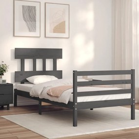 Estrutura de cama com cabeceira 100x200cm madeira maciça preto