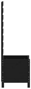 Vaso de jardim c/ suporte 39x39,5x114 cm pinho maciço preto