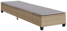 Espreguiçadeira com almofadões 55x200x25,5cm vime PE bege