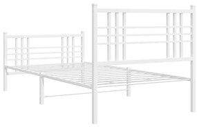 Estrutura de cama com cabeceira e pés 100x200 cm metal branco