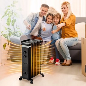 Radiador de Óleo Portátil "ThermaHeat" – 1500W com Termostato e Ajuste
