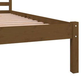 Estrutura de cama pequena casal 120x190cm pinho maciço castanho