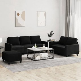 3 pcs conjunto de sofás com almofadões veludo preto