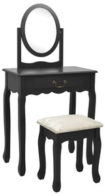 vidaXL Toucador c/ banco 65x36x128 cm MDF e madeira de paulownia preto