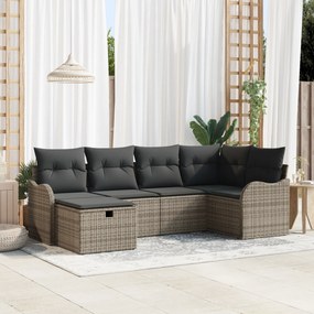 Conjunto de Sofás de Jardim com Almofadas Cinza Vime Poliéster