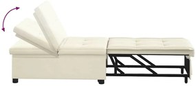 Sofá-Cama 3 em 1 Pull-Out Creme Veludo