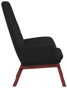Cadeira de descanso com banco p/ pés tecido preto
