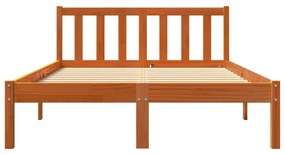 Estrutura de cama 140x200 cm madeira pinho maciça castanho cera