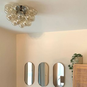 Candeeiro de teto design preto com vidro âmbar 6 luzes - Uvas