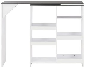Mesa de bar com prateleira movível branco 138x39x110 cm