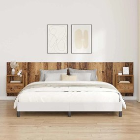 vidaXL Cabeceira com Armário 3 pcs Madeira Antiga Madeira processada