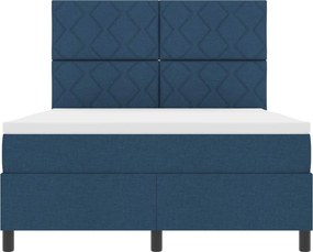 vidaXL Cama Box com colchão com led Azul 160 x 200 cm tecido