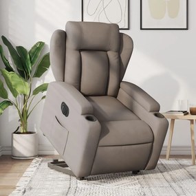 vidaXL Poltrona reclinável elevatória elétrica cinza-acastanhado