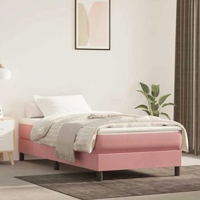 vidaXL Colchão de molas ensacadas infantil 80x160 cm veludo rosa