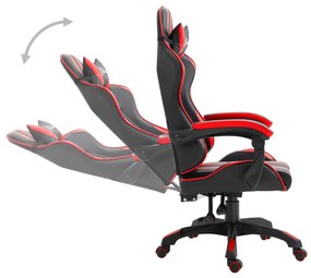 Cadeira Gaming em Couro Artificial - Vermelho - Design Moderno