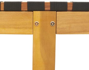 Espreguiçadeira com mesa madeira de acácia maciça/tecido preto