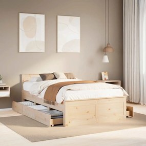vidaXL Cama sem colchão com cabeceira 120x190 cm pinho maciço