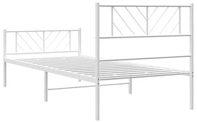 Estrutura de cama com cabeceira e pés 100x190 cm metal branco